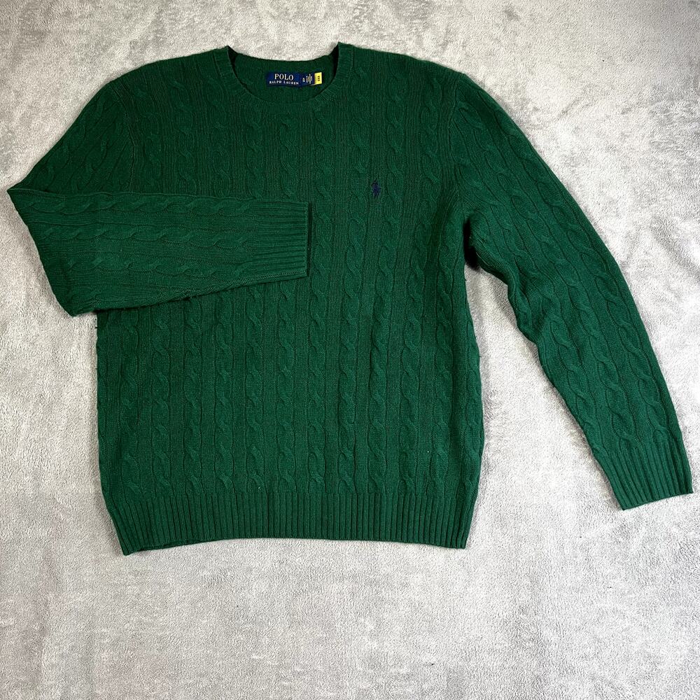 Polo by Ralph Lauren Green Cable Knit Crewneck Sweater